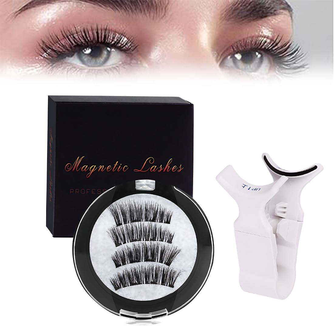2 Pares Pestañas Postizas Kit Magneticas Pestañas Magnéticas Reutilizables 3D Kit De Pestañas Magneticas Duales Con Clip,Impermeable,Pestañas Postizas Magnéticas Pestañas Postizas