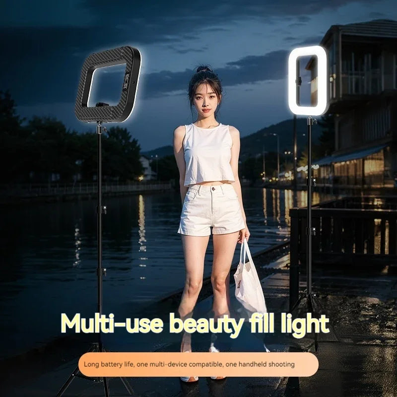 New Handheld Ring LED Rechargeable Fill Light Portable Mobile Phone Live Broadcast Photography Desktop Selfie Light