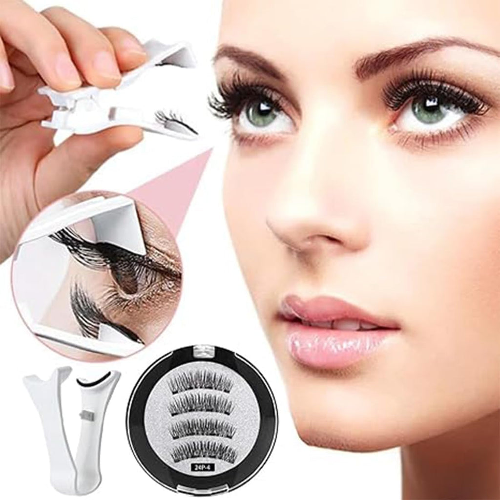 2 Pares Pestañas Postizas Kit Magneticas Pestañas Magnéticas Reutilizables 3D Kit De Pestañas Magneticas Duales Con Clip,Impermeable,Pestañas Postizas Magnéticas Pestañas Postizas