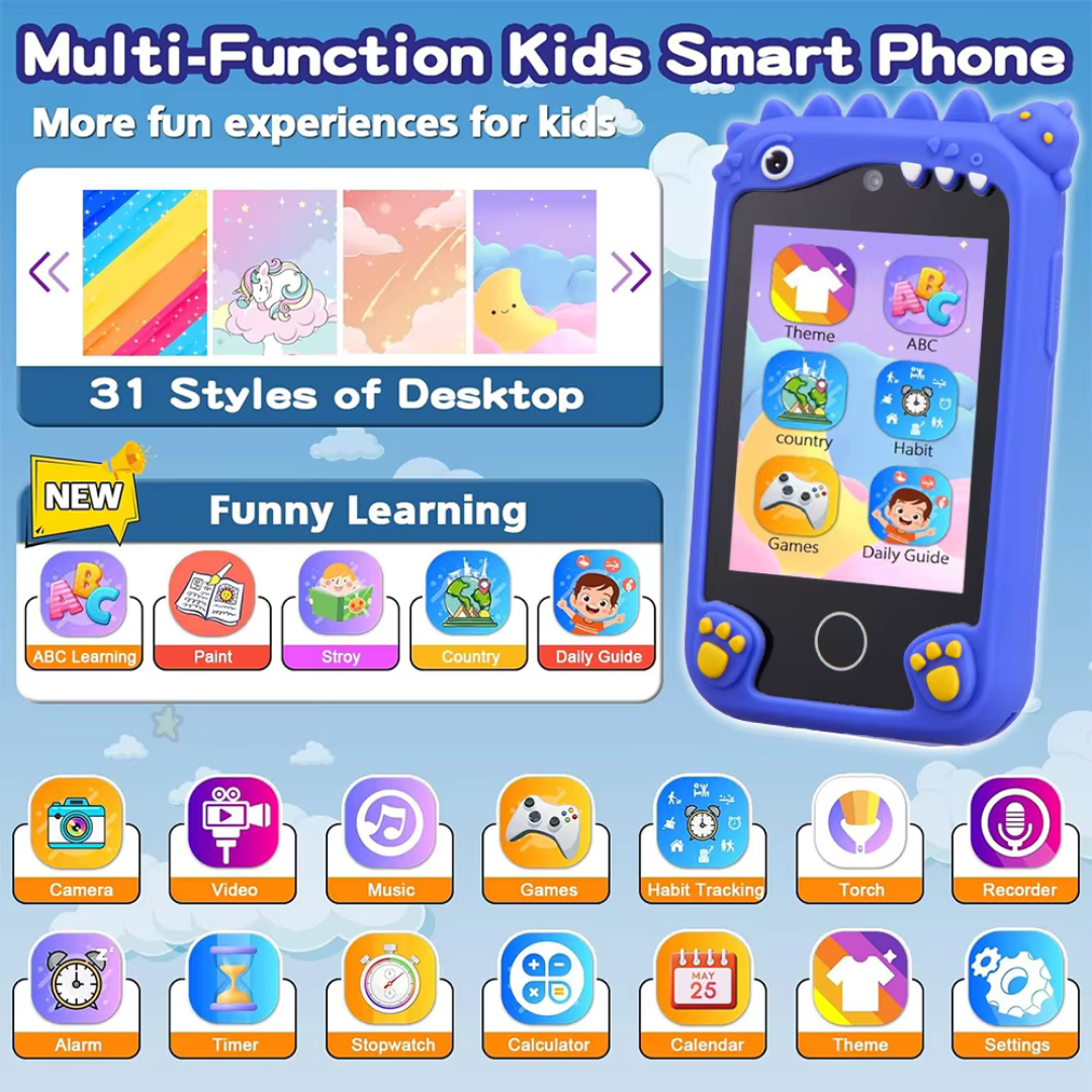 Teléfono Juguete Educativo para Niñ@s 2 – Juegos, Música y Aprendizaje Divertido