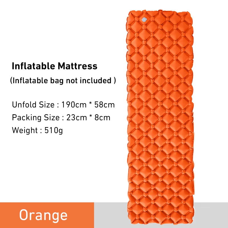 Outdoor Sleeping Pad Camping Inflatable Mattress Ultralight Air Cushion Travel Mat Folding Bed No Headrest for Travel Hiking