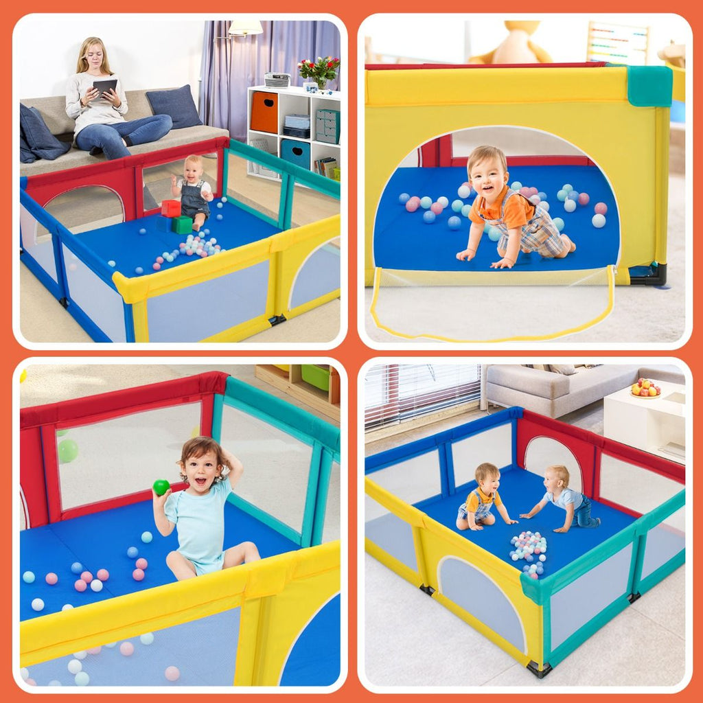 Parque Para Niños Centro Actividad Portátil Con Cercas De Seguridad 206 X 185,5 X 68 Cm