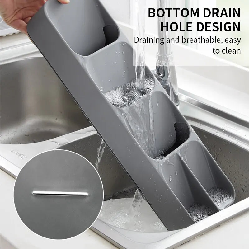 Kitchen Drawer Cutlery Storage Tray Knife Holder Spoon Forks Tableware Organizer Container for Spice Bottles Knives Block Rack