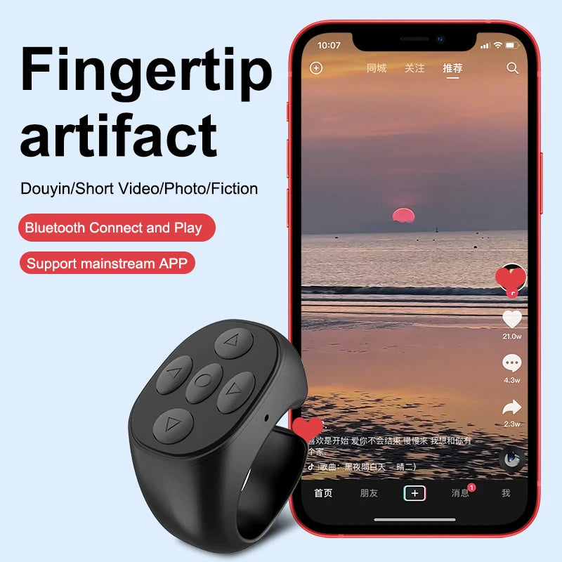 Wireless Bluetooth Mobile Selfie Lazy Artifac Tiktok Remote Control Ring Mobile Phone Bluetooth Controller T for Xiaomi Apple