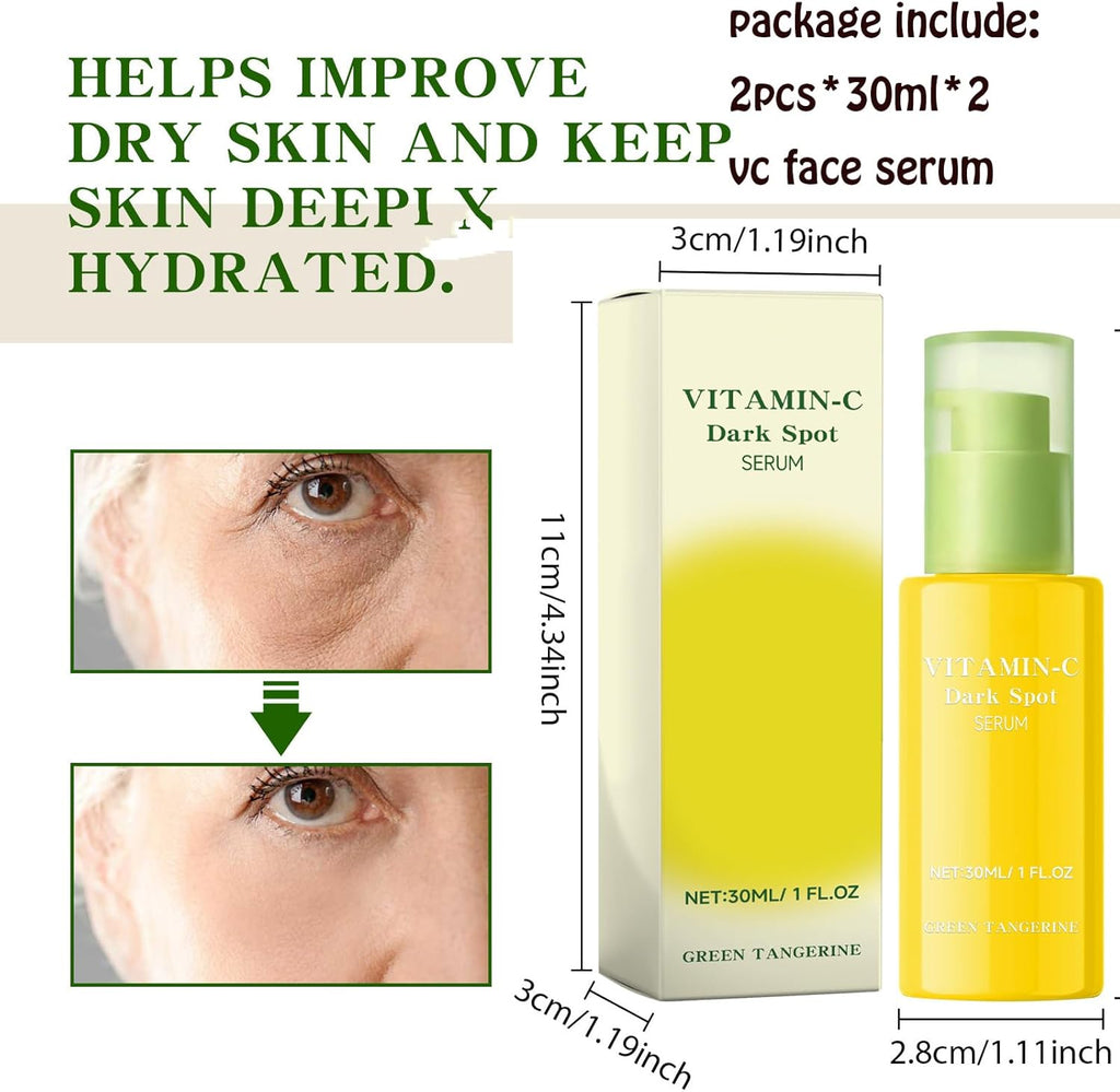 (03) Sérum Facial Con Vitamina C, Sérum Antimanchas Con Vitamina C, Antiarrugas Y Antimanchas Para La Cara,Corrector De Manchas Oscuras Y Reparador Para El Día Y La Noche,30Ml*2