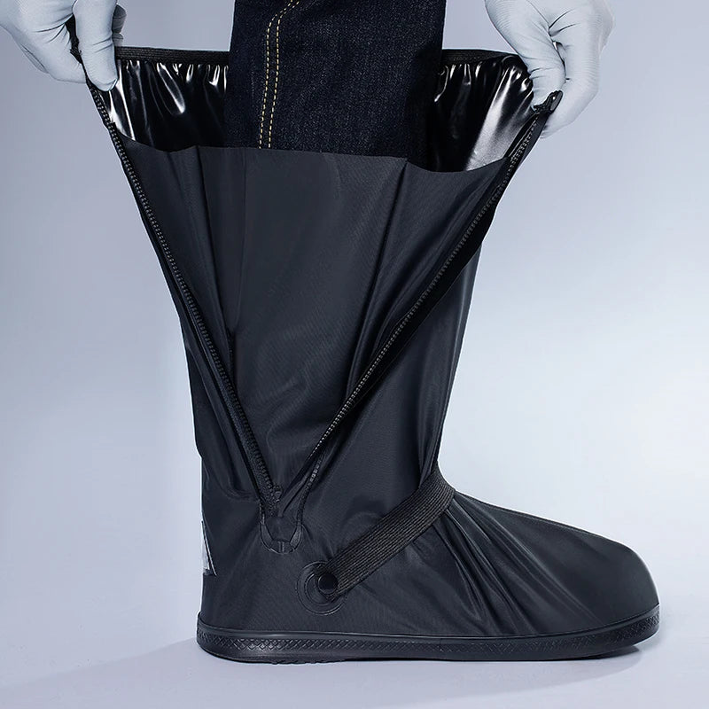 42Cm High Rain Boot Covers Waterproof PVC Overshoes Unisex, Reflective for Motorcycle Bike Work Safety, Dust Mud Rain Protection