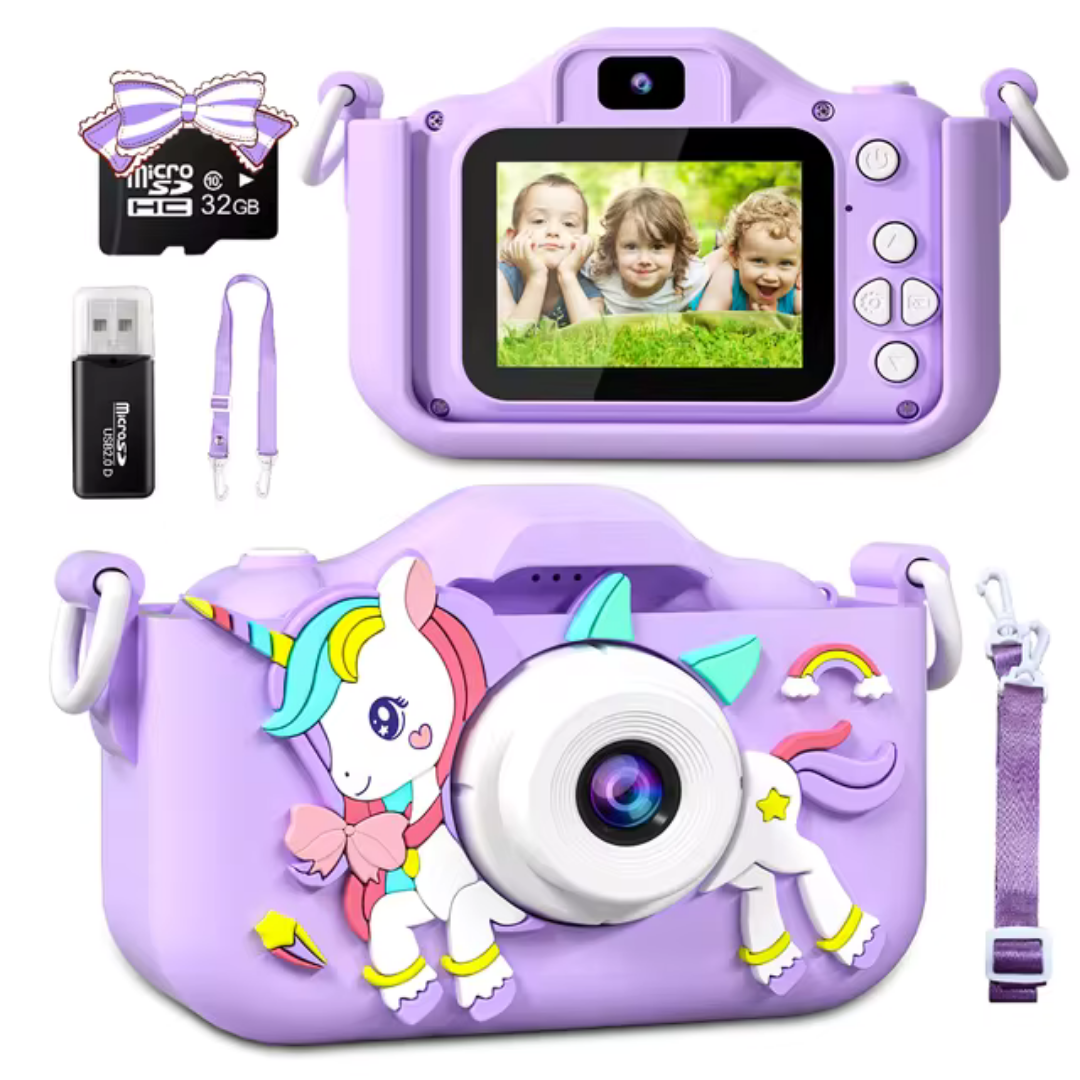Cámara Digital Infantil HD 1080P – Pantalla de 2.0", Diseño Adorable y Funda de Silicona Protectora