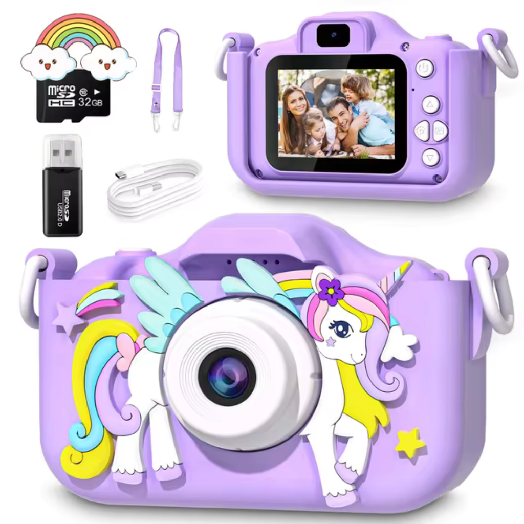 Cámara Digital Infantil HD 1080P – Pantalla de 2.0", Diseño Adorable y Funda de Silicona Protectora