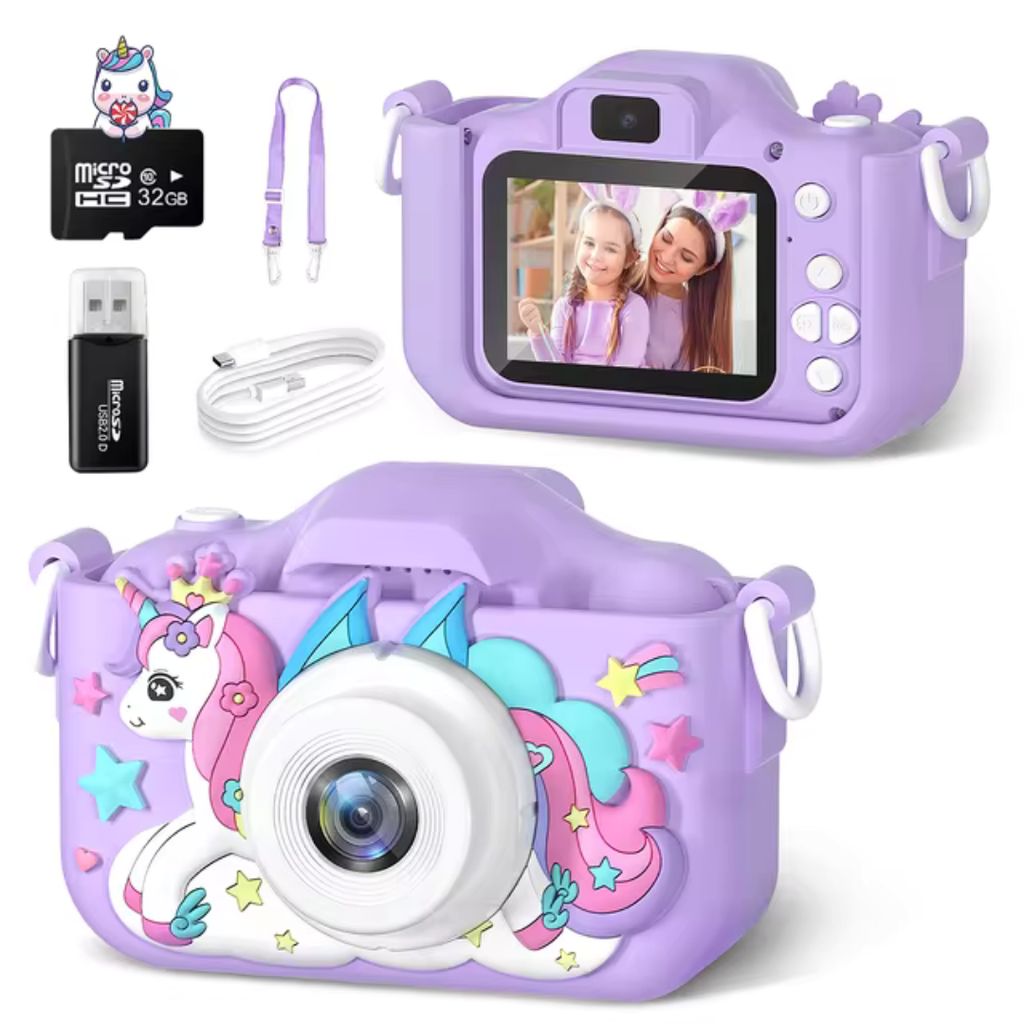 Cámara Digital Infantil HD 1080P – Pantalla de 2.0", Diseño Adorable y Funda de Silicona Protectora