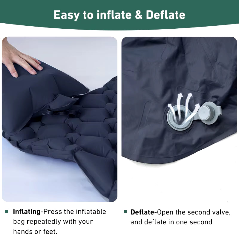 Outdoor Sleeping Pad Camping Inflatable Mattress Ultralight Air Cushion Travel Mat Folding Bed No Headrest for Travel Hiking
