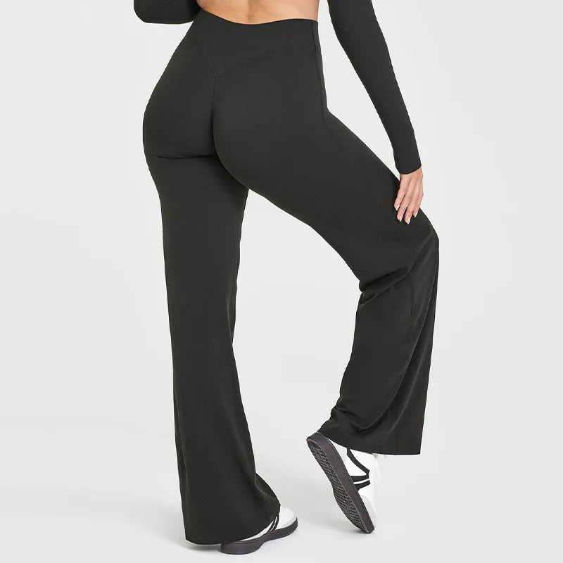Straight-Leg Pants Ultra Soft Butter Fabric Women'S Mid-Waist Yoga Pants GYM Naked Feel Pilates Running Sport Trousers