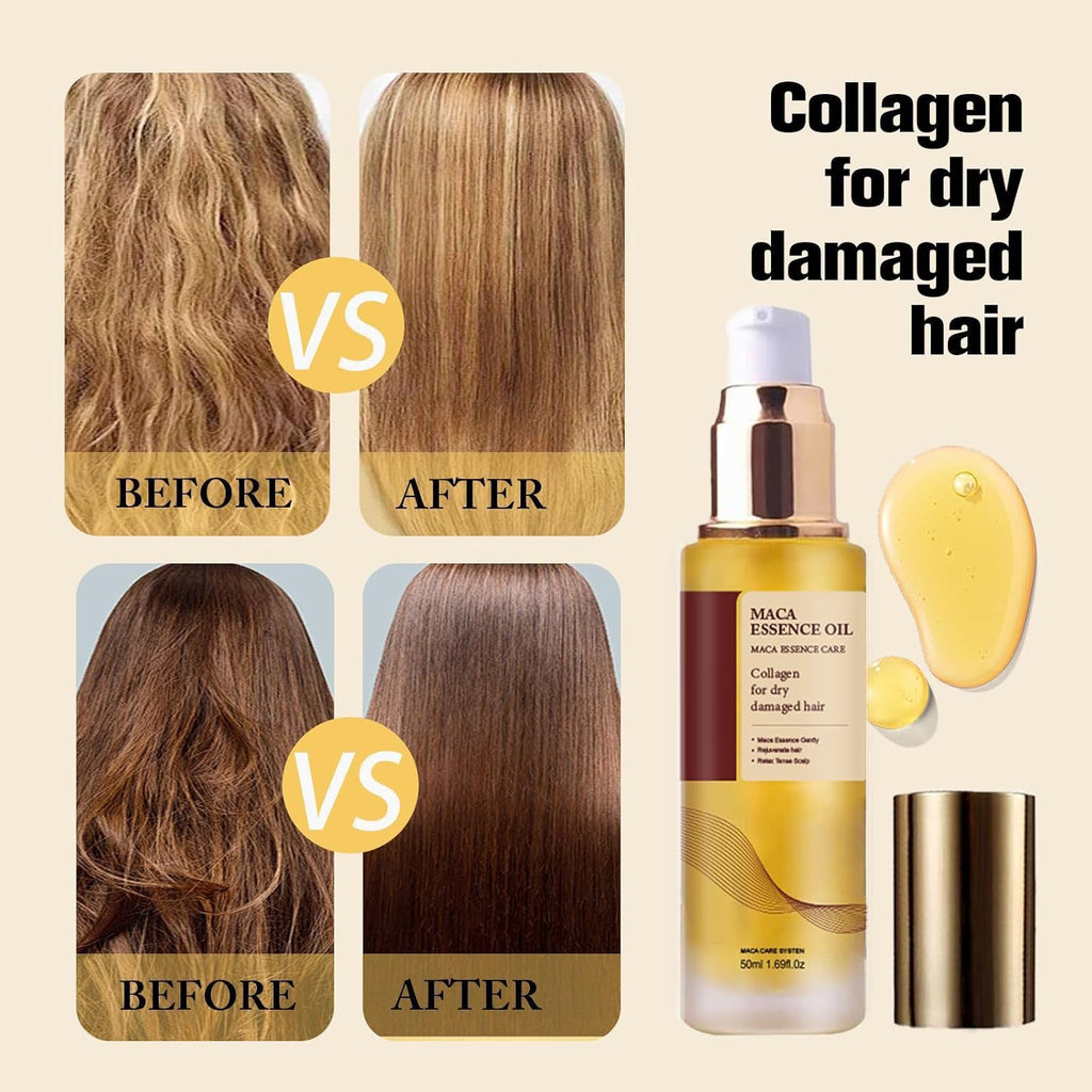 Aceite De Argán Marroquí Para El Cabello+Collagen Mascarilla Capilar,Esencia De Mascarilla Capilar De Colágeno,Aceite Esencial De Argán,Hidrata El Cabello Seco Y Encrespado