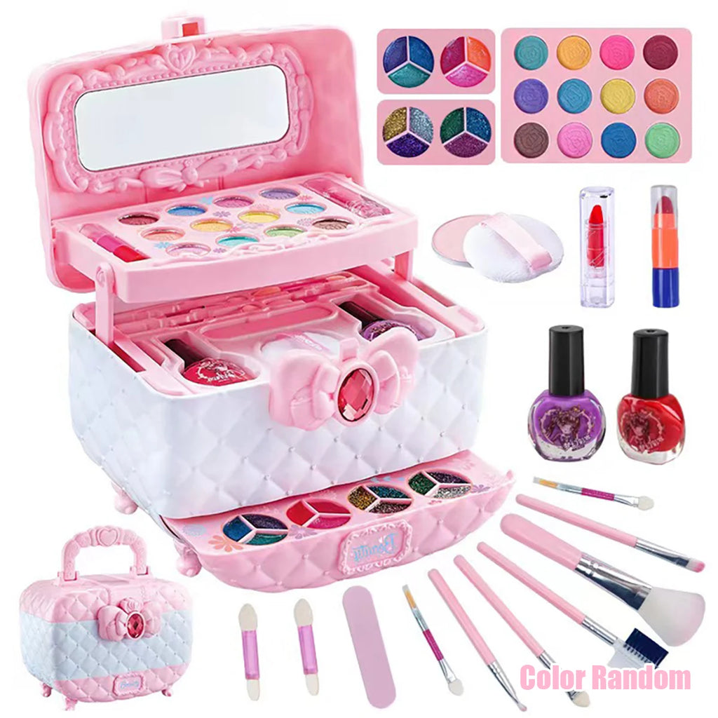 Kids Makeup Kit for Girls Princess Real Washable Pretend Play Cosmetic Set Toys with Mirror Non-Toxic & Safe Birthday Gifts