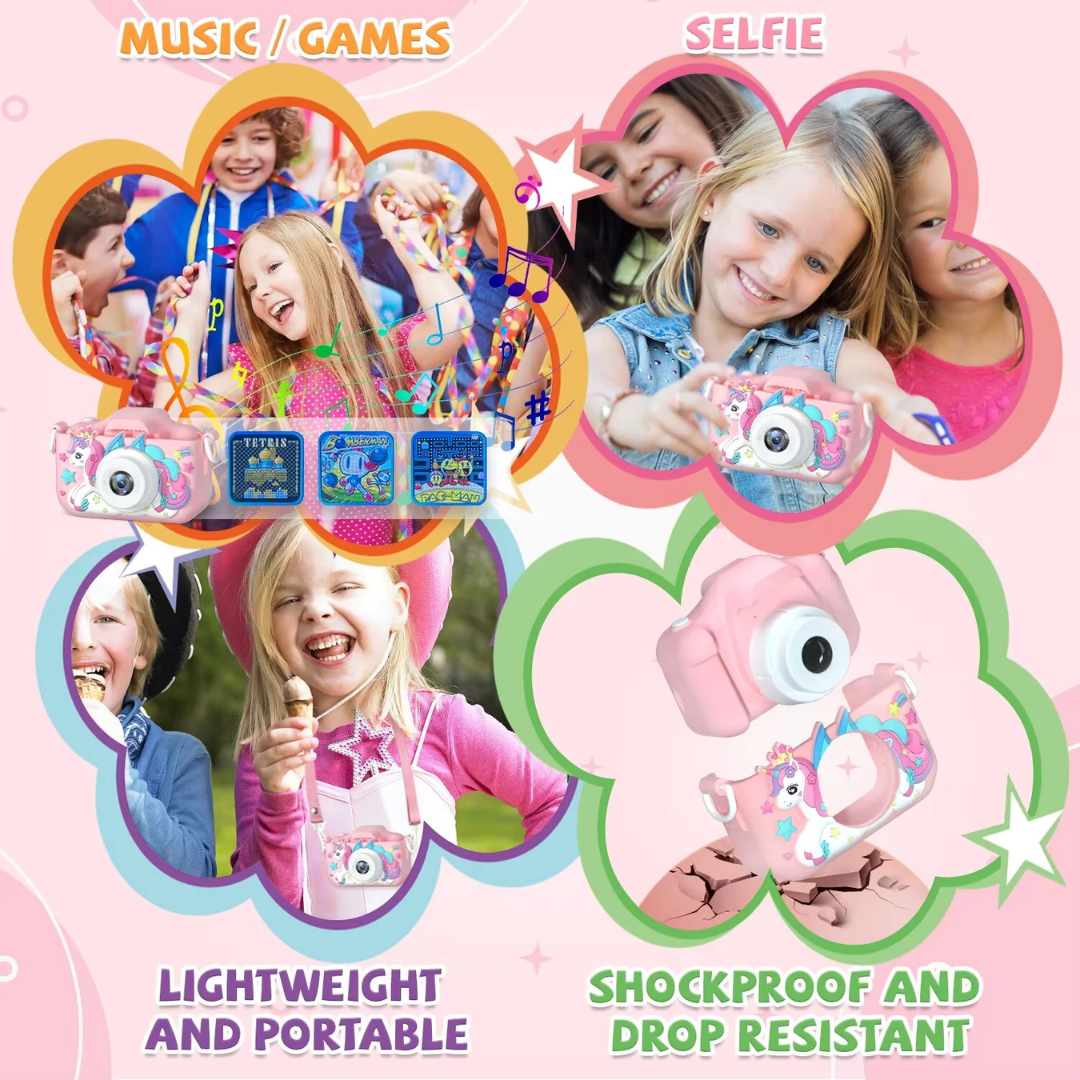 Cámara Digital Infantil HD 1080P – Pantalla de 2.0", Diseño Adorable y Funda de Silicona Protectora