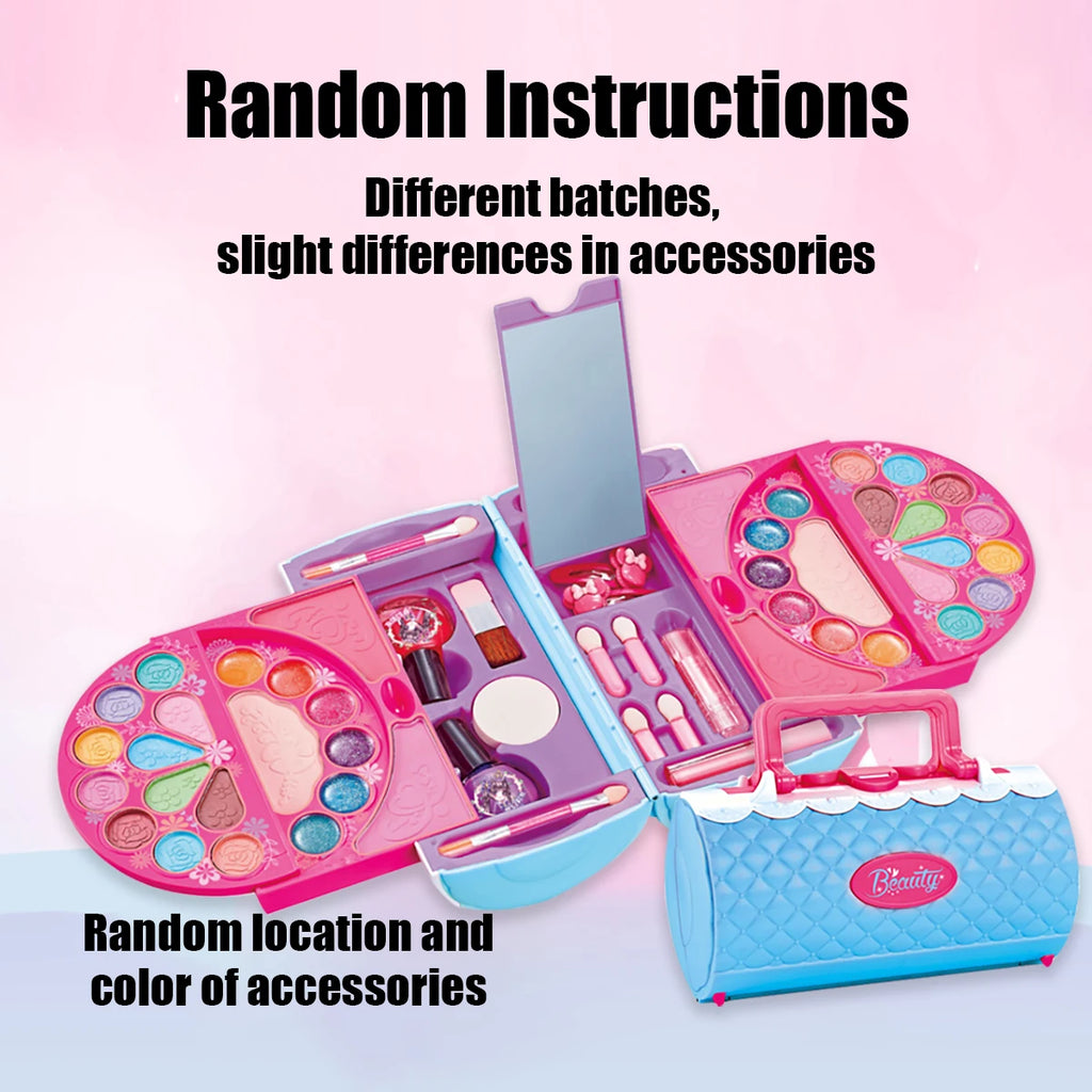 Kids Makeup Kit for Girls Princess Real Washable Pretend Play Cosmetic Set Toys with Mirror Non-Toxic & Safe Birthday Gifts