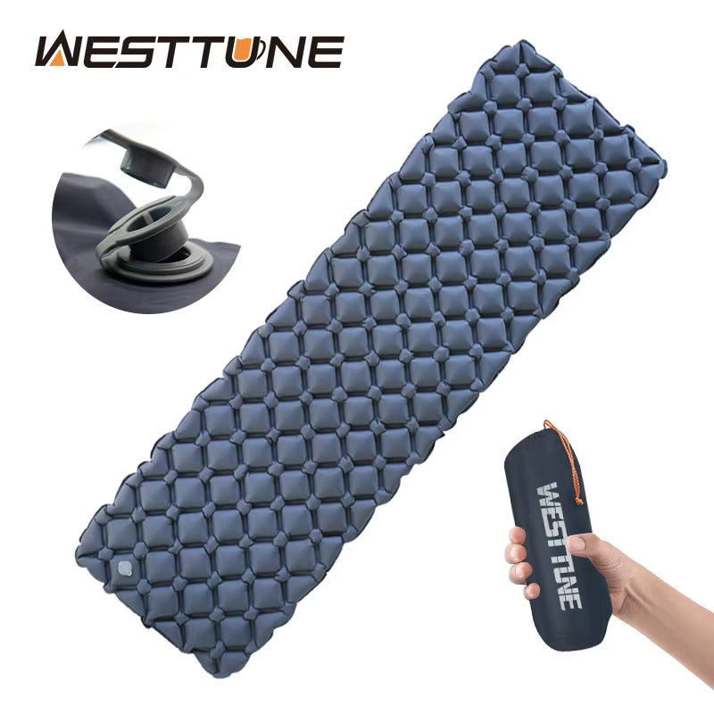 Outdoor Sleeping Pad Camping Inflatable Mattress Ultralight Air Cushion Travel Mat Folding Bed No Headrest for Travel Hiking