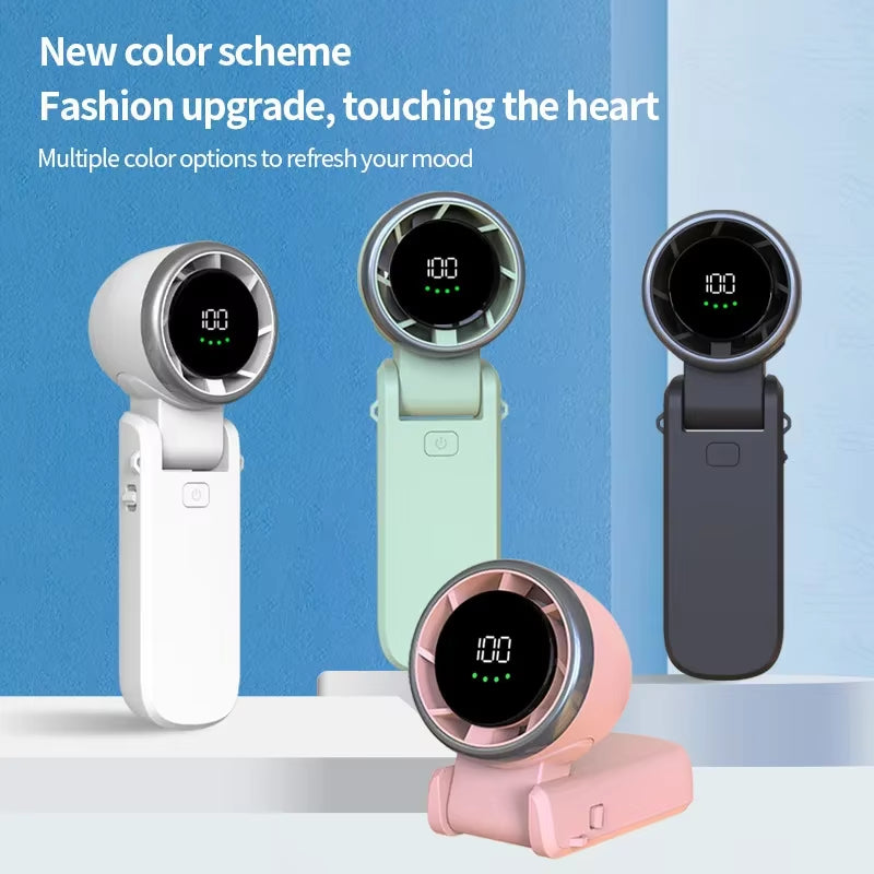 2025 New Hanging Neck Outdoor 180 Degree Folding Desktop Mini Fan Hand-Held Folding High-Speed Powerful Turbo Fan