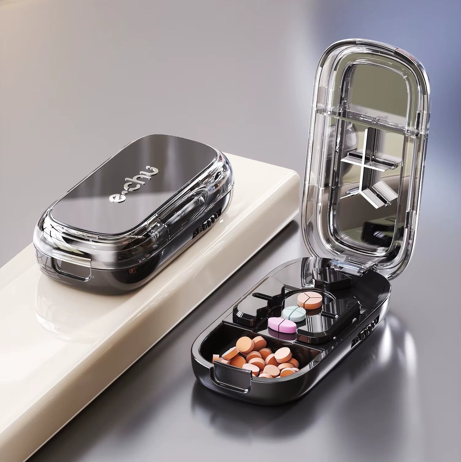 New Quartering Pill Cutter Storage Box Portable Drug Tablet Medicine Dustproof Divider Organizer Crusher Pill Cutter