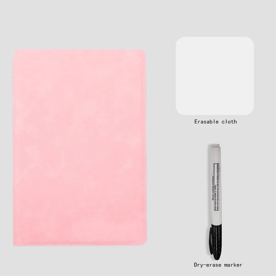A5 Reusable Whiteboard Notebook Set with Whiteboard Pen Erasing Cloth Leather Memo Pad Weekly Planner Portable Stylish Office