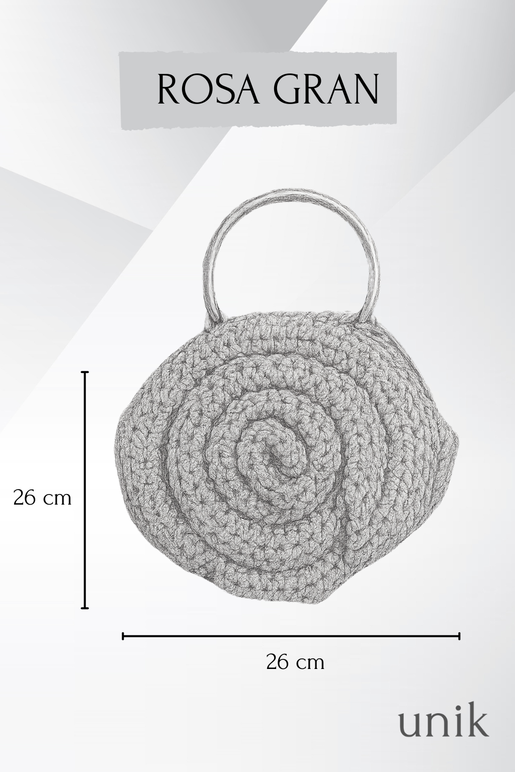 Rosa gran - Bolso de ganchillo con forma de flor – hecho a mano en color camel