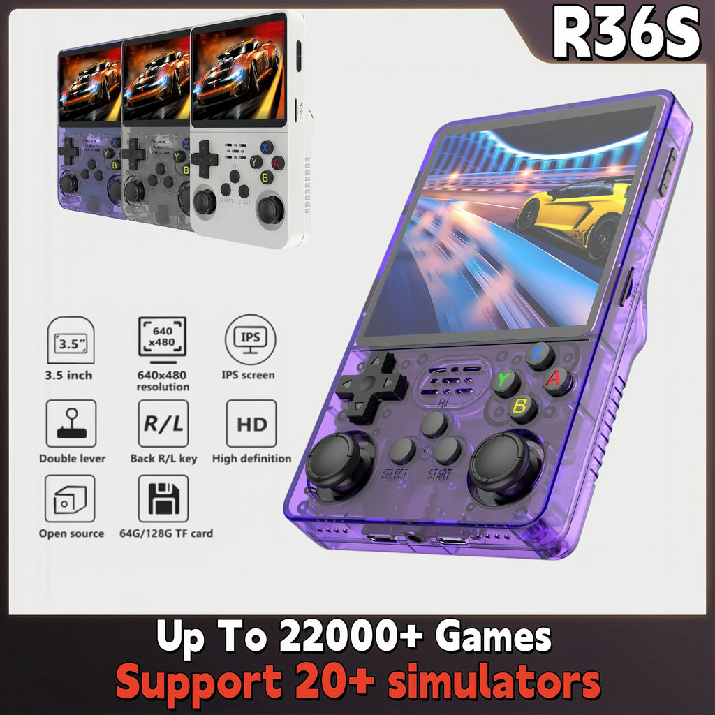 Retro R36S Handheld Video Game Console 3.5 Inch IPS Screen Portable Pocket Player with 128GB Preloaded Games Linux System
