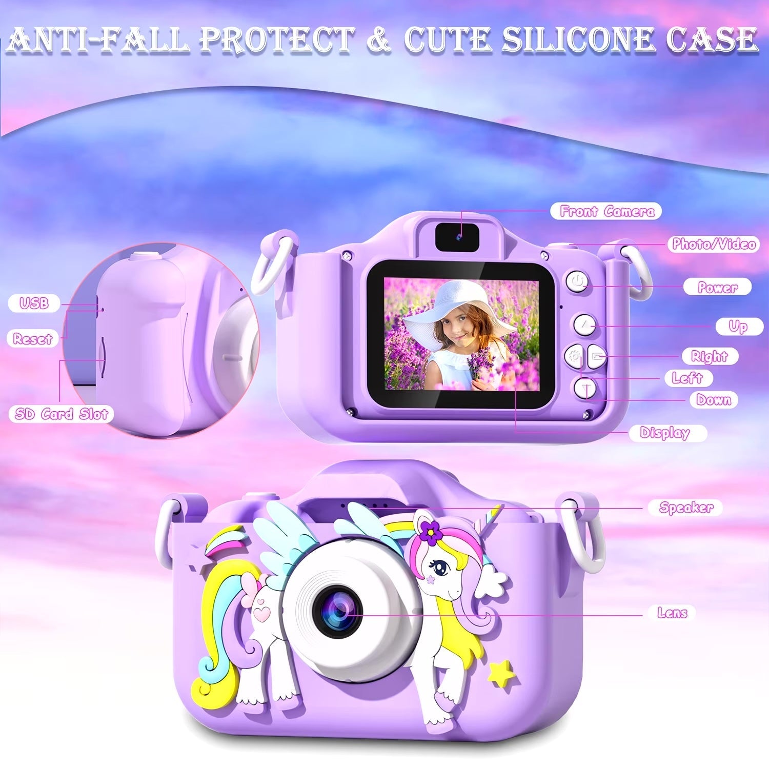 Cámara Digital Infantil HD 1080P – Pantalla de 2.0", Diseño Adorable y Funda de Silicona Protectora