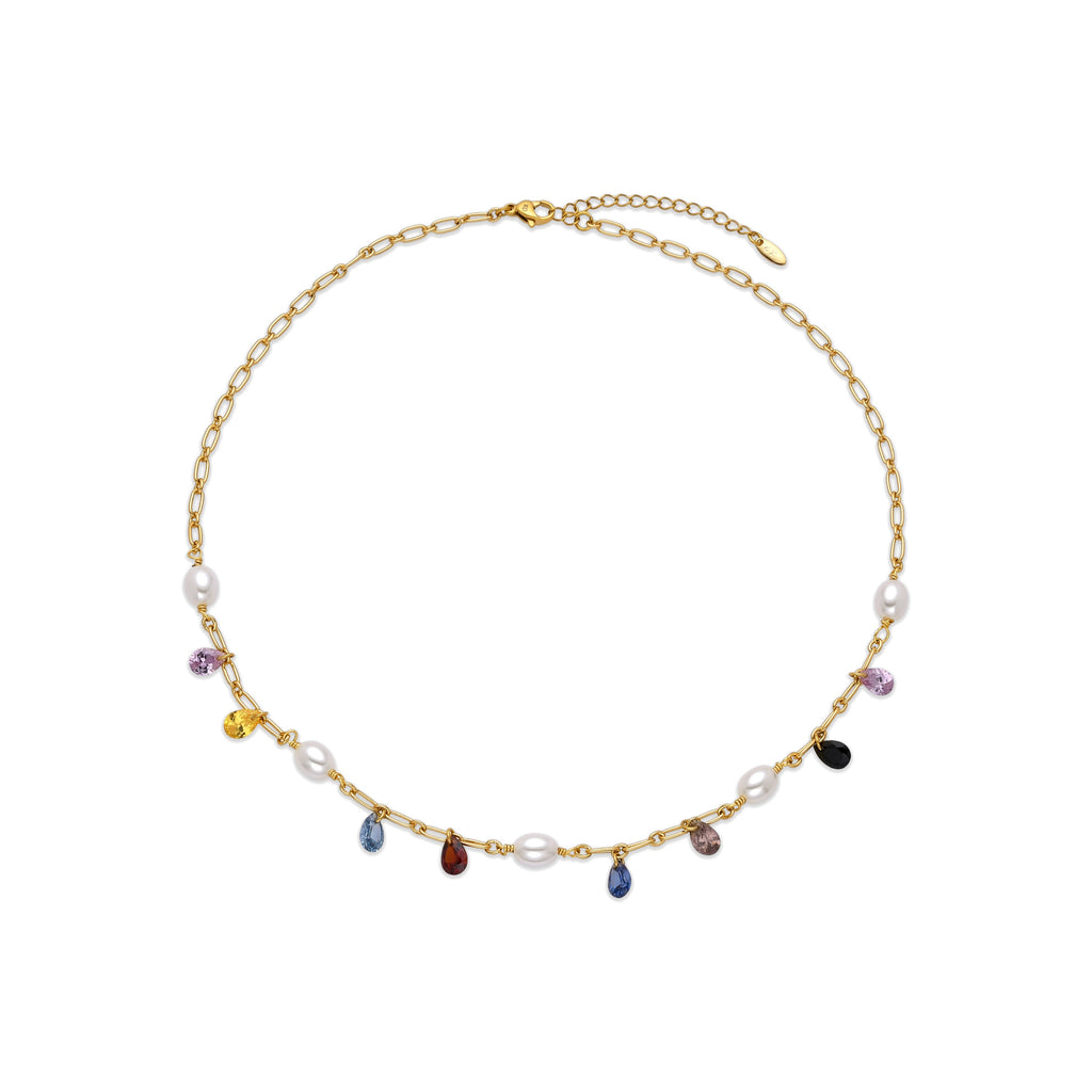 Collar con Perla Blanca acabado oro 18k - Lalxy