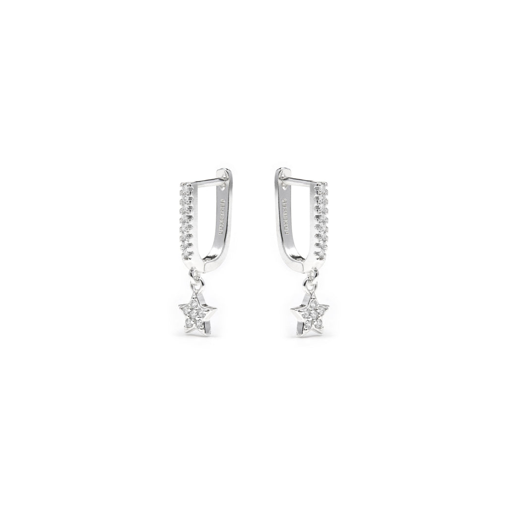 Pendientes acabado plata y Circonita Brillante - Sasai