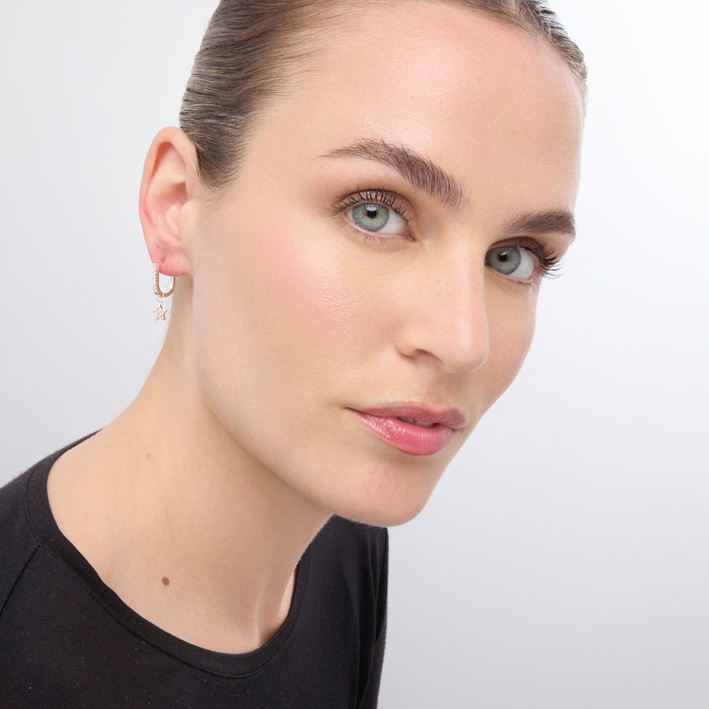 Pendientes acabado plata y Circonita Brillante - Sasai