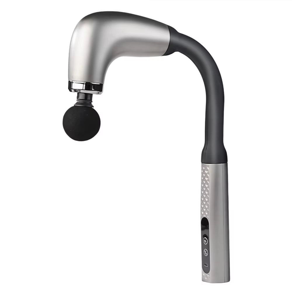 Fascia Gun with Extended Handle and Elbow for Self-Assist Massage of the Upper and Lower Back Muscle Relaxation and Massage Done