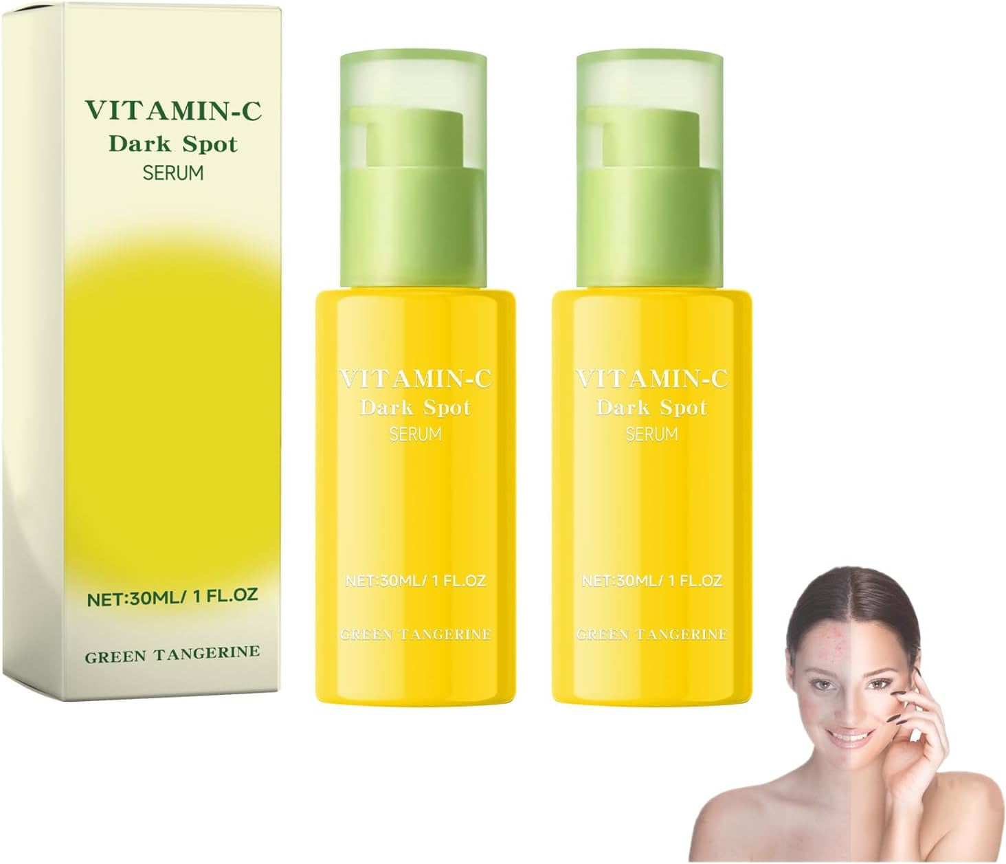 (03) Sérum Facial Con Vitamina C, Sérum Antimanchas Con Vitamina C, Antiarrugas Y Antimanchas Para La Cara,Corrector De Manchas Oscuras Y Reparador Para El Día Y La Noche,30Ml*2