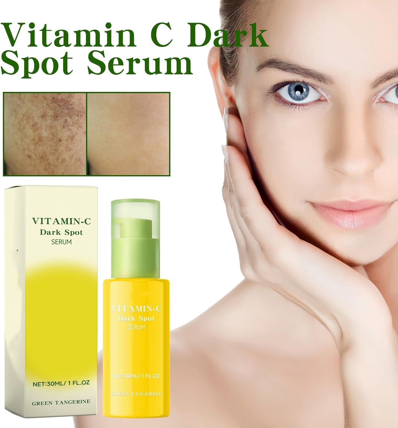 (03) Sérum Facial Con Vitamina C, Sérum Antimanchas Con Vitamina C, Antiarrugas Y Antimanchas Para La Cara,Corrector De Manchas Oscuras Y Reparador Para El Día Y La Noche,30Ml*2