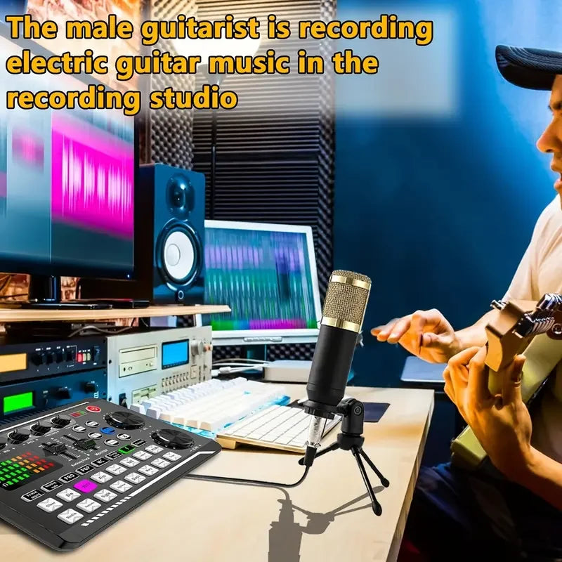 Live Sound Card, DJ Live Mixer, Bluetooth Sound Card Console, Recording Studio Sound Card, Used for Live Streaming Singing