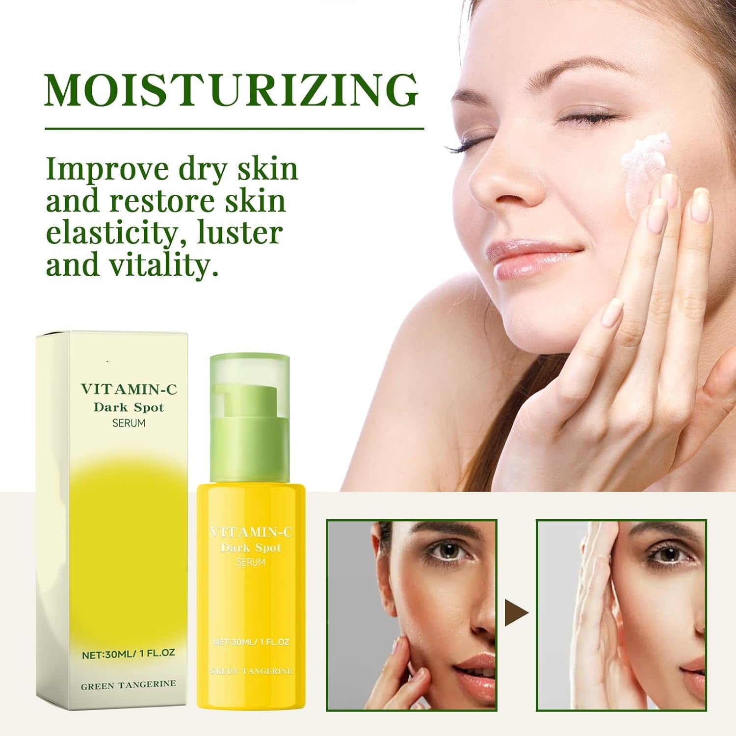 (03) Sérum Facial Con Vitamina C, Sérum Antimanchas Con Vitamina C, Antiarrugas Y Antimanchas Para La Cara,Corrector De Manchas Oscuras Y Reparador Para El Día Y La Noche,30Ml*2