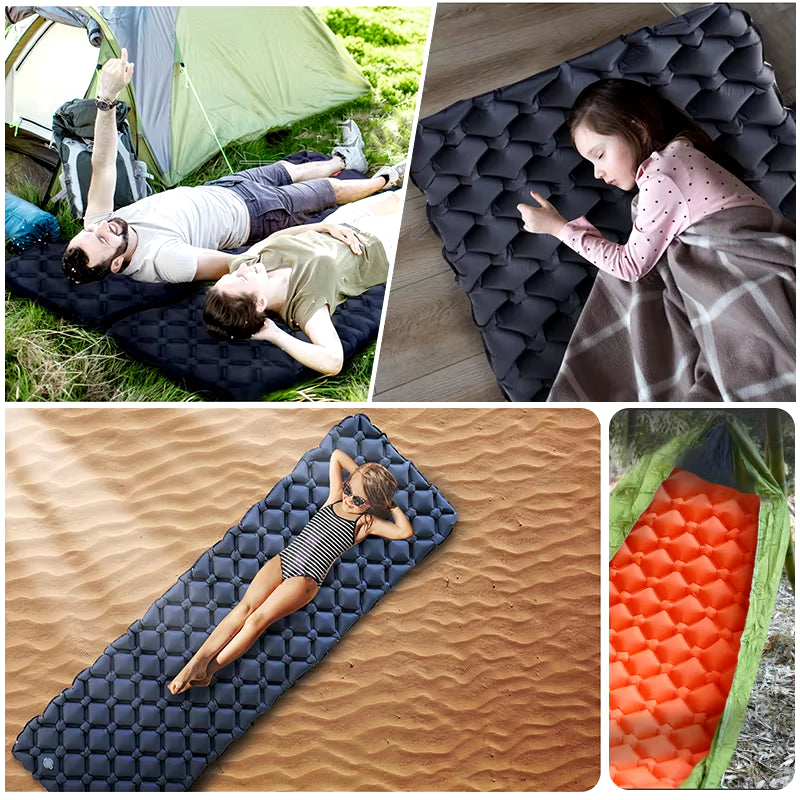 Outdoor Sleeping Pad Camping Inflatable Mattress Ultralight Air Cushion Travel Mat Folding Bed No Headrest for Travel Hiking