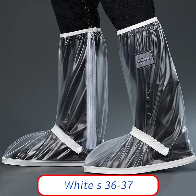 42Cm High Rain Boot Covers Waterproof PVC Overshoes Unisex, Reflective for Motorcycle Bike Work Safety, Dust Mud Rain Protection