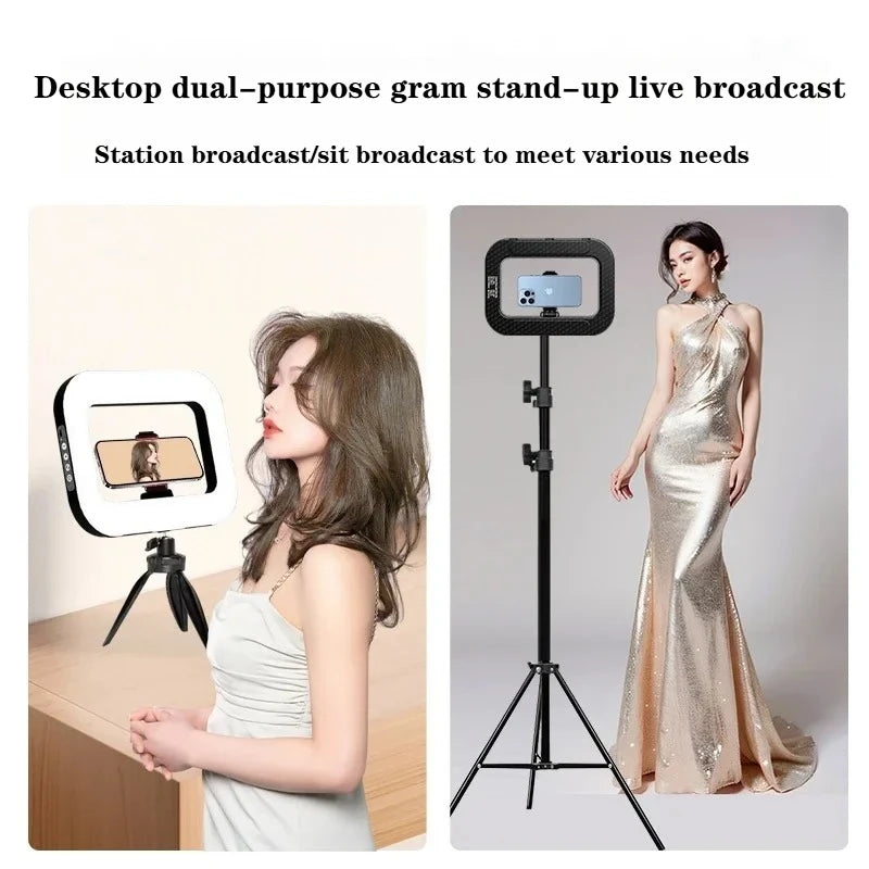 New Handheld Ring LED Rechargeable Fill Light Portable Mobile Phone Live Broadcast Photography Desktop Selfie Light