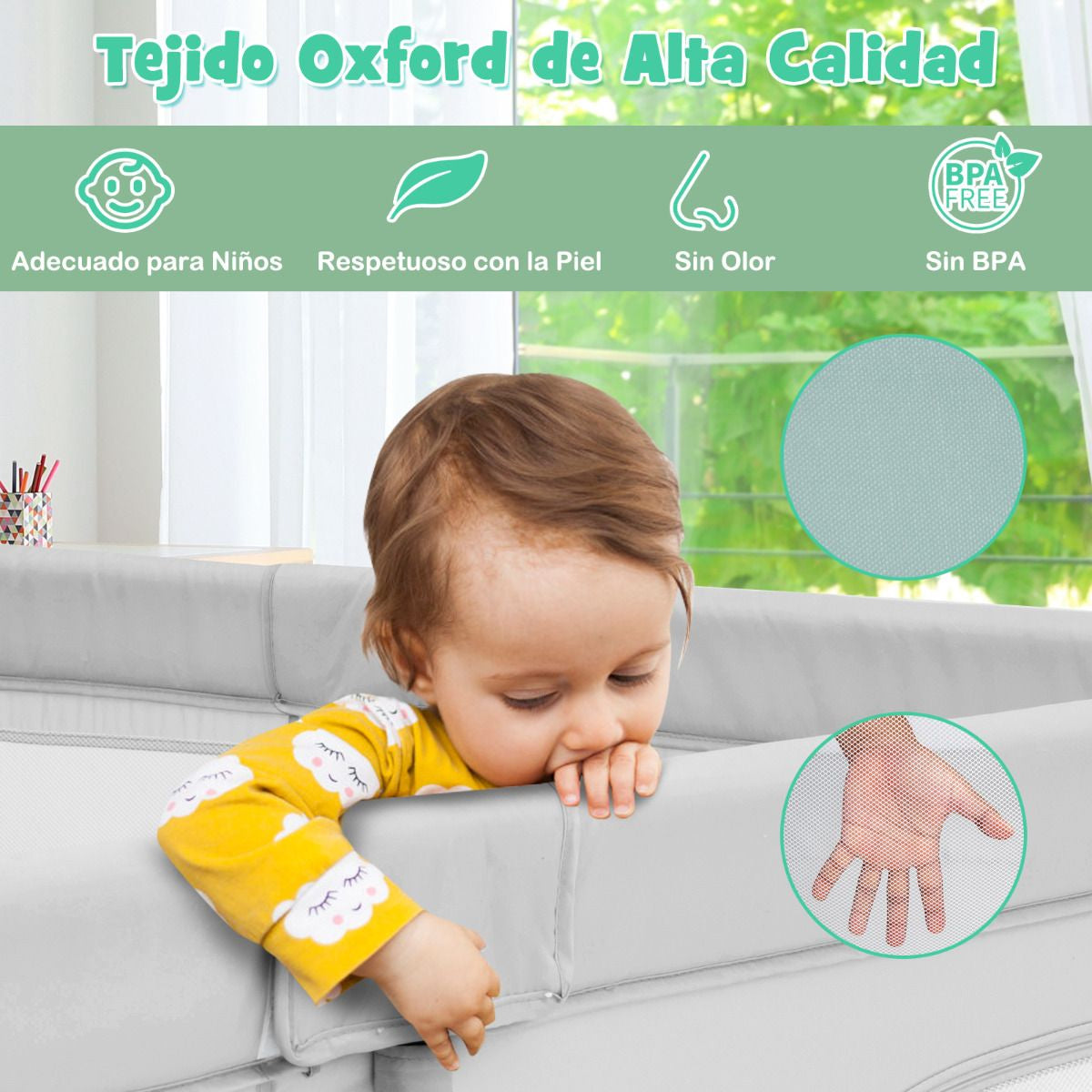 Parque Para Niños Centro Actividad Portátil Con Cercas De Seguridad 206 X 185,5 X 68 Cm