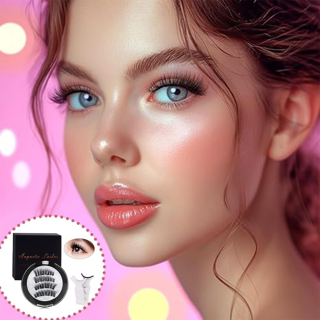 2 Pares Pestañas Postizas Kit Magneticas Pestañas Magnéticas Reutilizables 3D Kit De Pestañas Magneticas Duales Con Clip,Impermeable,Pestañas Postizas Magnéticas Pestañas Postizas