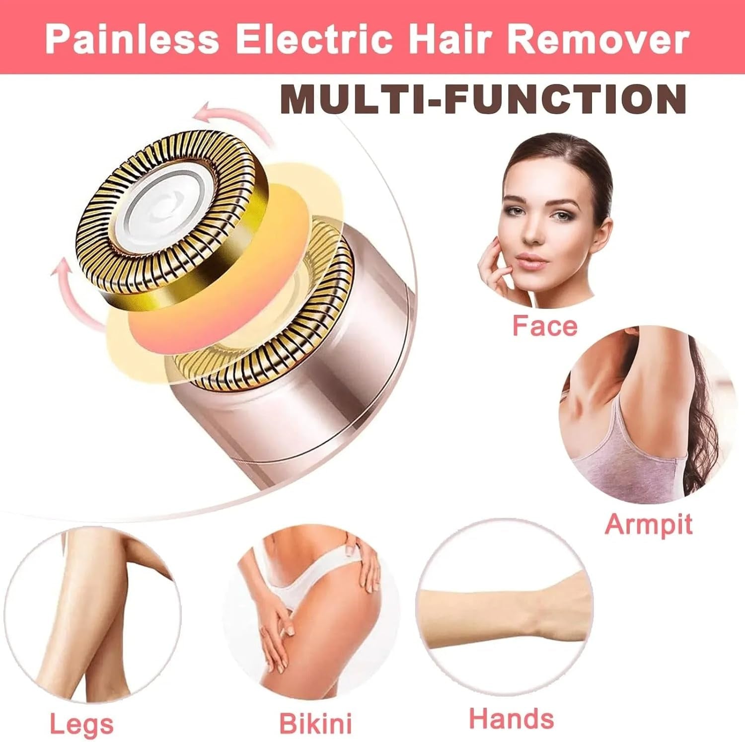 Depiladora Facial Eléctrica Sin Dolor Mujer - Piel Suave Y Sin Vello Al Instante + Estuche Neceser De Corcho + Pila AA (Depiladora-Facial-Electrica-Blanco)