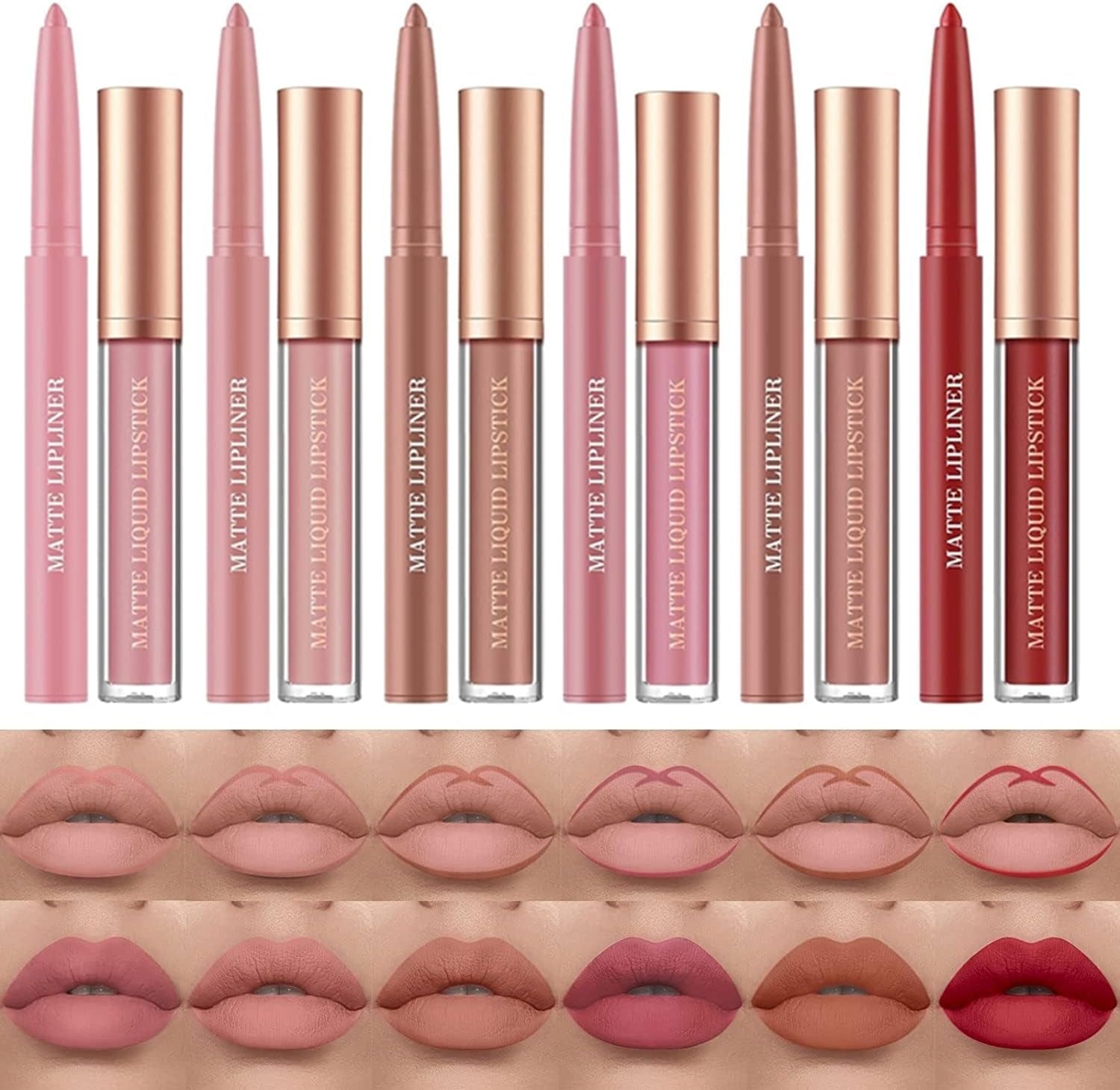 Juego De 12 De Pintalabios Líquido Mate, Pintalabios Color Carne, Larga Duración, No Se Decolora, Permanece Encendido 24 Horas, Resistente Al Agua, Juego De Maquillaje Con Brillo De Labios (Set C)