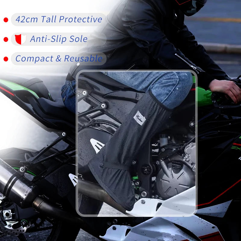 42Cm High Rain Boot Covers Waterproof PVC Overshoes Unisex, Reflective for Motorcycle Bike Work Safety, Dust Mud Rain Protection