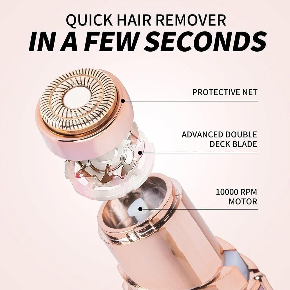 Depiladora Facial Eléctrica Sin Dolor Mujer - Piel Suave Y Sin Vello Al Instante + Estuche Neceser De Corcho + Pila AA (Depiladora-Facial-Electrica-Blanco)