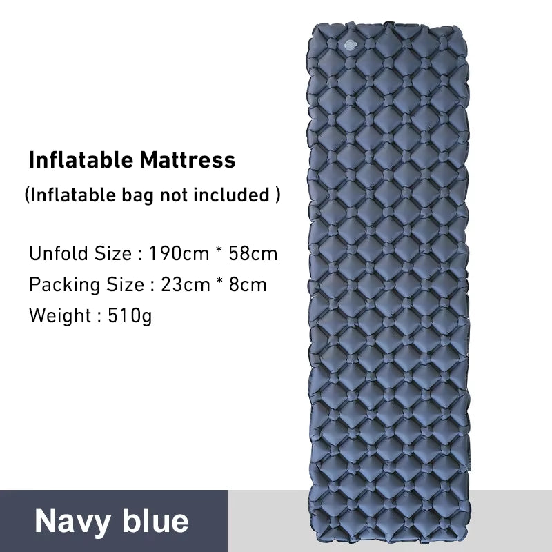 Outdoor Sleeping Pad Camping Inflatable Mattress Ultralight Air Cushion Travel Mat Folding Bed No Headrest for Travel Hiking